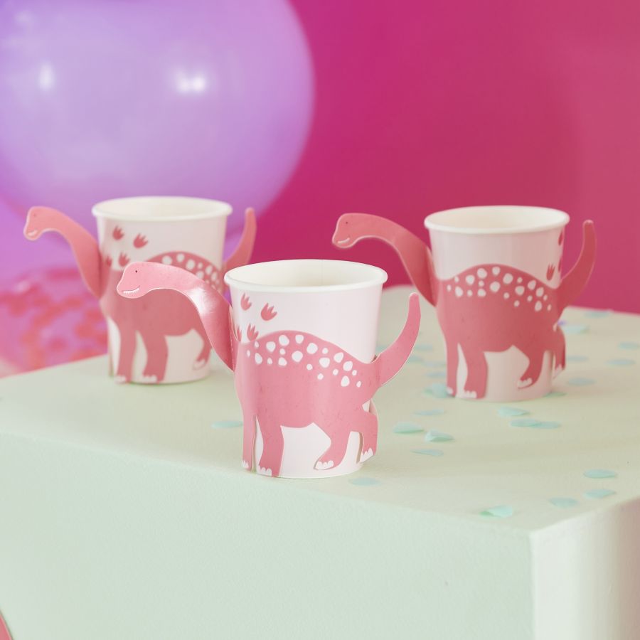 8 Piatti a forma di Dinosauro - Rosa - Annikids