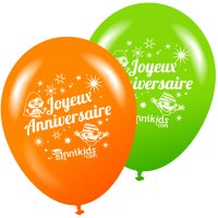 8 Palloncini Annikids Buon Compleanno Verde-Arancione