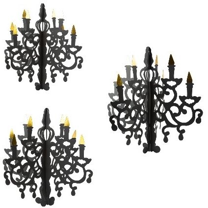 3 Candelabri da appendere neri - carta 