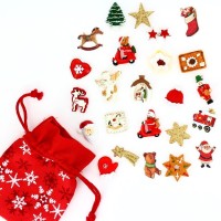 Set 24 Mini Regali Decorativi (3,5 cm) + Sacchetto di cotone - Calendario dell'Avvento in legno