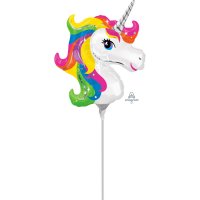 Palloncino su asticella Unicorno Rainbow