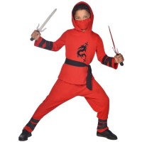 Costume da Guerriero Ninja Rosso Taglia 10-12 anni