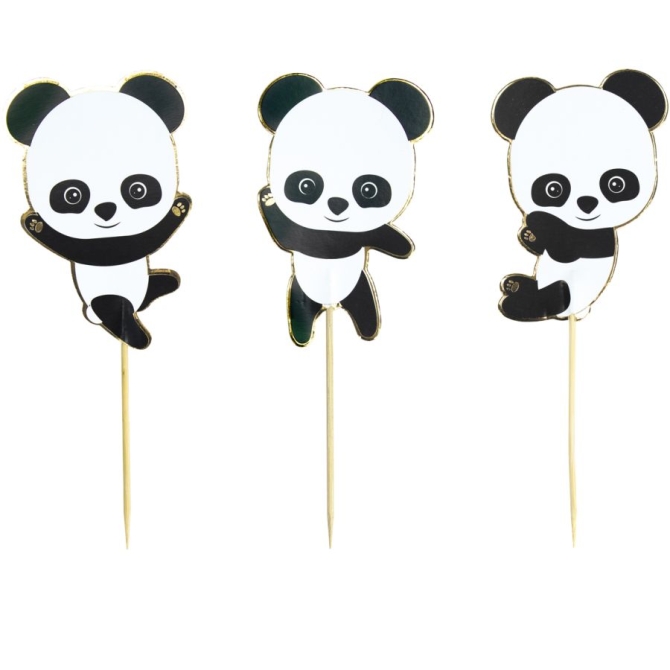 3 Decorazioni per Torte - Baby Panda 