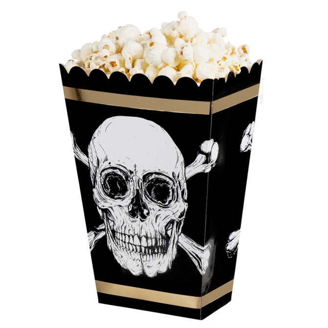 4 Contenitori per popcorn - Pirata Nero / Oro 