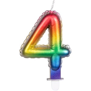 Candela Arcobaleno Numero 4 (8 cm) - Effetto Palloncino