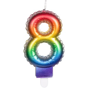 Candela Arcobaleno Numero 8 (8 cm) - Effetto Palloncino