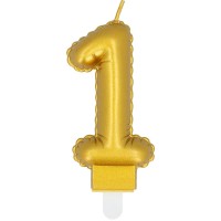 Candela Oro Numero 1 (8 cm) - Effetto Palloncino