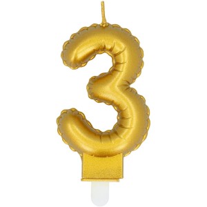 Candela Oro Numero 3 (8 cm) - Effetto Palloncino