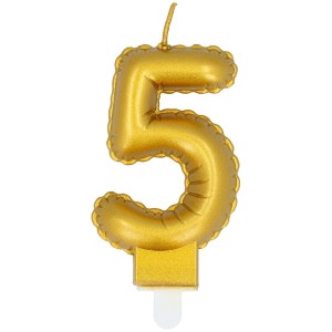 Candela Oro Numero 5 (8 cm) - Effetto Palloncino