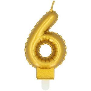 Candela Oro Numero 6 (8 cm) - Effetto Palloncino