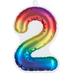 Adesivo Numero 2 (20 cm) Arcobaleno - Effetto Palloncino