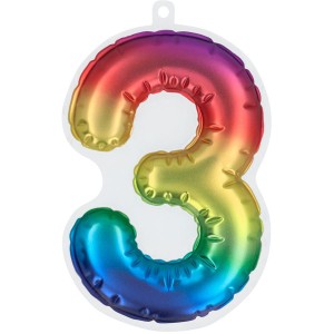 Adesivo Numero 3 (20 cm) Arcobaleno - Effetto Palloncino