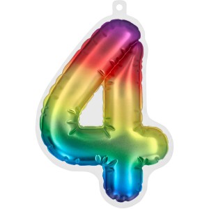 Adesivo Numero 4 (20 cm) Arcobaleno - Effetto Palloncino