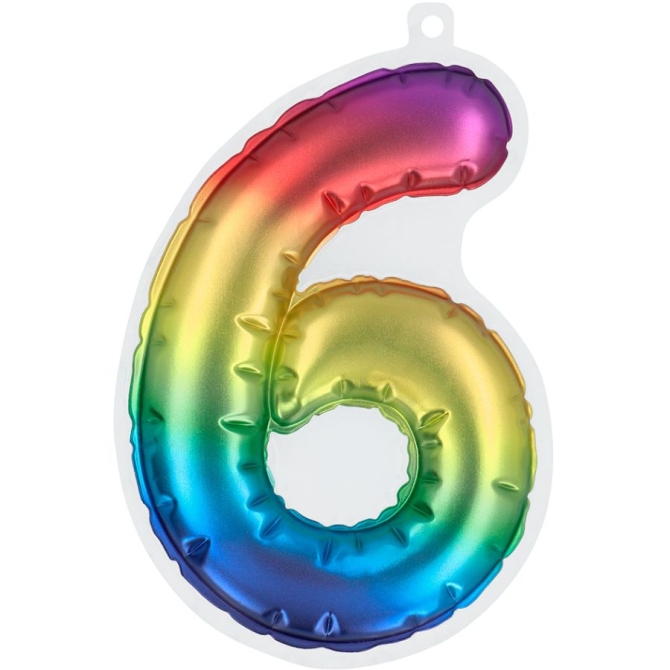 Adesivo Numero 6 (20 cm) Arcobaleno - Effetto Palloncino 