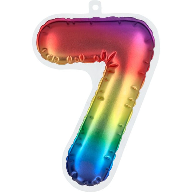 Adesivo Numero 7 (20 cm) Arcobaleno - Effetto Palloncino 