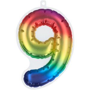 Adesivo Numero 9 (20 cm) Arcobaleno - Effetto Palloncino