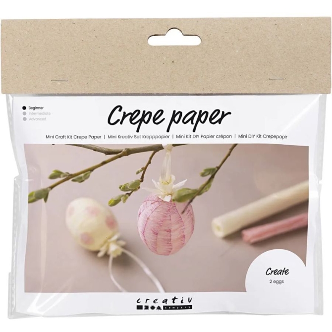 Mini kit fai da te di carta crespa - Uova di Pasqua gialle / rosa 