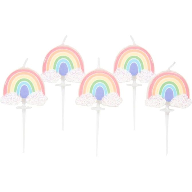 5 mini candele - Arcobaleno pastello 