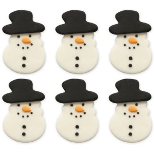 6 decorazioni per pupazzo di neve con cappello nero (4,7 cm) - Zucchero