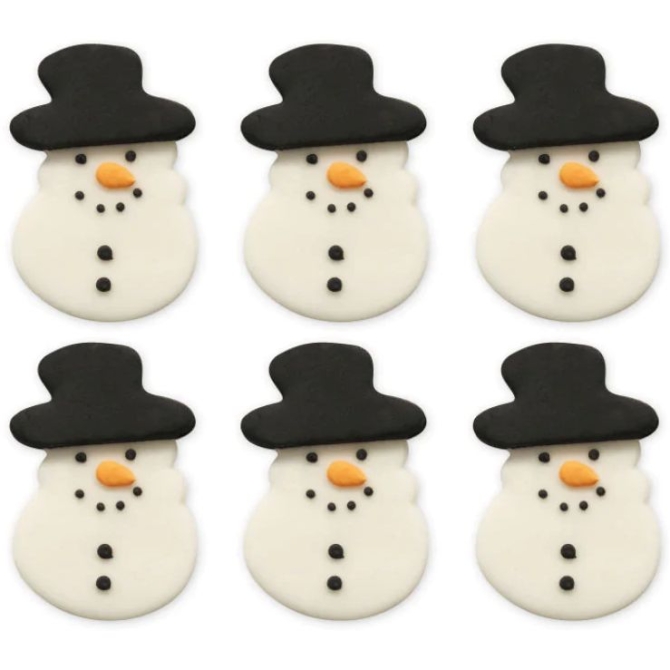 6 decorazioni per pupazzo di neve con cappello nero (4, 7 cm) - Zucchero 