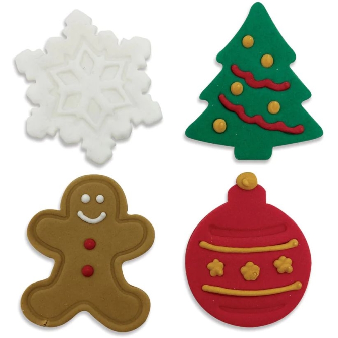 4 decorazioni Happy Holidays (4, 5 cm) - Zucchero 