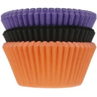 75 pirottini per cupcake di Halloween - arancione/nero/viola