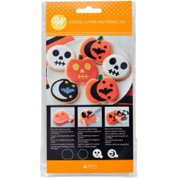 Set di 4 stampi per biscotti e stencil di Halloween. n2