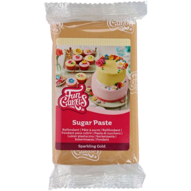 FunCakes Pasta di Zucchero Oro Scintillante - 250 g 