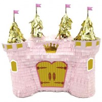 Pinata del castello della principessa - rosa/oro