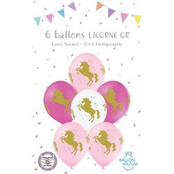 6 palloncini unicorno dorati - rosa. n1