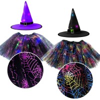 Cappello da strega per bambini + costume tut LED - Taglia unica