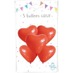 5 palloncini cuore rosso - 26 cm. n2