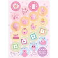 20 Mini Disque Baby Schower Girl  3,4 cm - Comestible