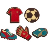 5 Decori Calcio (3-4 cm) - Cioccolato Bianco