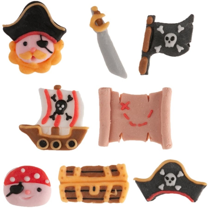 8 decorazioni pirata (2-3, 5 cm) - Zucchero 