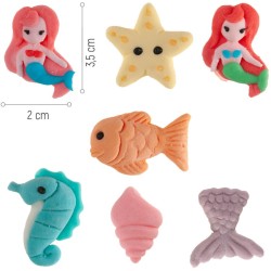 7 Decori Sirena (2, 5-3 cm) - Zucchero. n1