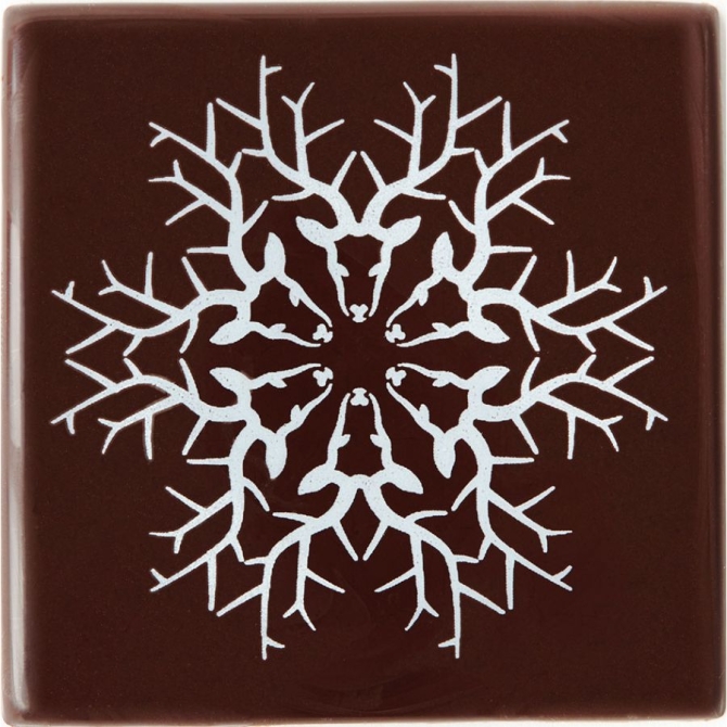 2 Punte di Tronco Deer Snowflake Range (8 cm) - Cioccolato 