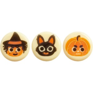 3 Mini dischi di Halloween  2,5 cm - Cioccolato bianco