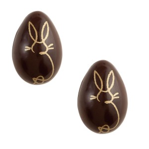 2 uova con silhouette di coniglio 3D (3,7 cm) - cioccolato