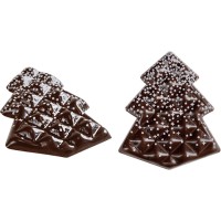 2 Abeti Paesaggio Innevato (4,6 cm) - Cioccolato Fondente