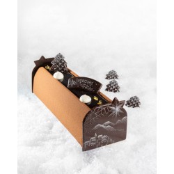 2 Abeti Paesaggio Innevato (4, 6 cm) - Cioccolato Fondente. n1