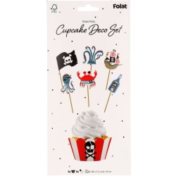 Set di 12 decorazioni per cupcake - Festa dei pirati. n1