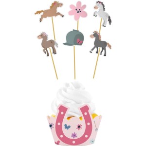 Set di 12 decorazioni per cupcake - Cavallo Felice