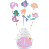 Set di 12 decorazioni per cupcake - Sirene