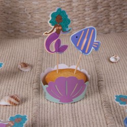 Set di 12 decorazioni per cupcake - Sirene. n3