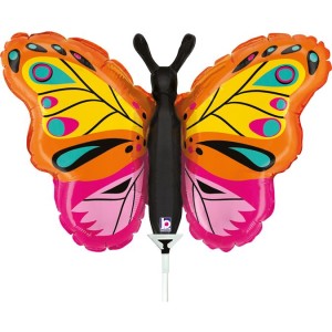 Palloncino Farfalla Colorata su Stelo 36 cm
