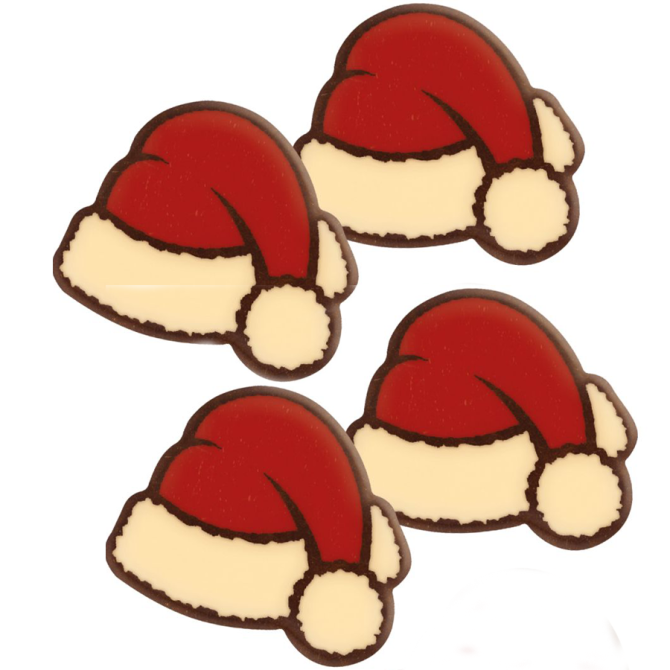 4 cappelli di Babbo Natale (3, 2 cm) - Cioccolato bianco 