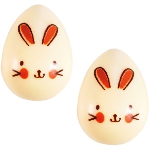 2 uova di Pasqua Coniglio 3D (3,5 cm) - Cioccolato bianco
