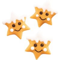 3 Stelle Dorate Sorridenti (2,9 cm) - Pasta di mandorle