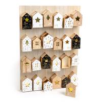 Calendario dell'Avvento con piccole Casette (45cm) - Legno